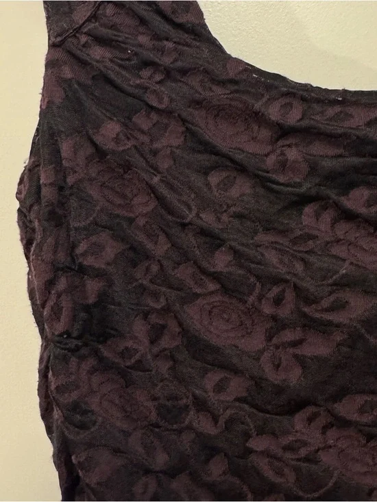 Free People Burgundy and Black Lace Mini Dress Ruched Sides Key Hole Back Med - Picture 9 of 12